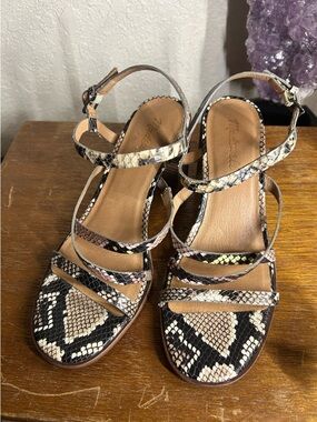 Madewell Edie Leathwe Sandals Snake Print Size 8.5